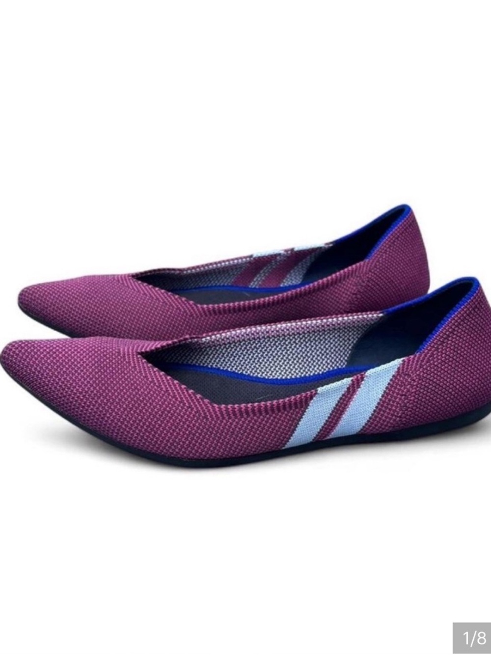 Rothy’s The Point Racing Stripe Flats Size 6